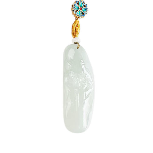 【天然正品】天然细腻糯冰种花开富贵（牡丹）翡翠吊坠项链51.3*18.5*9.5MM（皆取最大值）女士现售价：980特价！090425AH07 商品图0