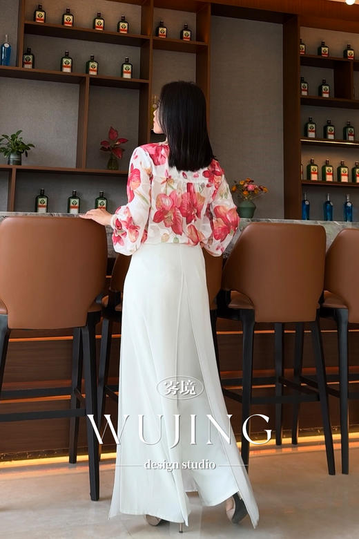 【雾境定制】减龄粉色鸢尾花提花印花衬衣 3205026 商品图3