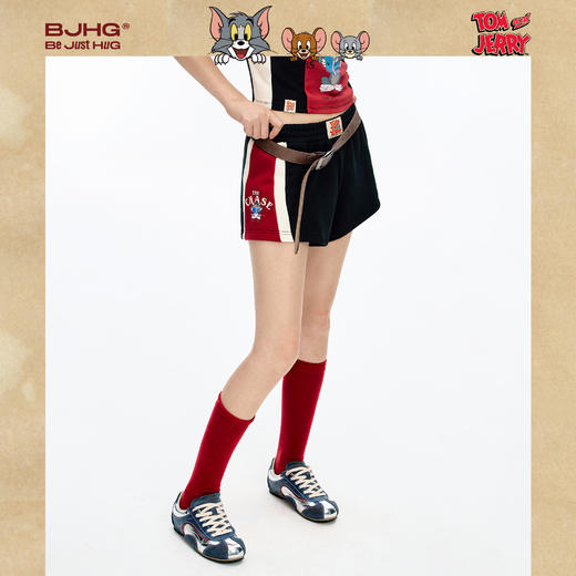 【猫和老鼠联名】BJHG不计后果辣妹拼接短裤女2025新款夏运动裤子 商品图2