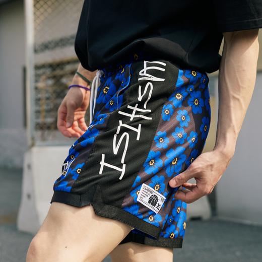 LUSHISI蓝梦织途主题短裤美式休闲街头运动四五分拼接抽绳运动裤 商品图3