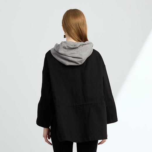 VIVIAN LIU R2443108 25春新款连帽腰部带抽绳对称宽松落肩外套 商品图1