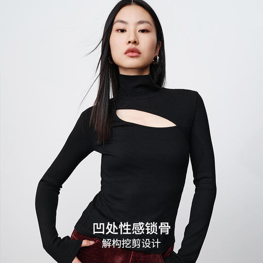 simplepieces秋季新品T恤女SPS莫代尔镂空设计上衣 商品图2