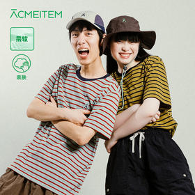 【出游季特惠】ACMEITEM爱棵米户外情侣条纹针织短袖棉感合体圆领体恤上衣男女GAG3440255C