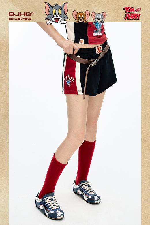 【猫和老鼠联名】BJHG不计后果辣妹拼接短裤女2025新款夏运动裤子 商品图5