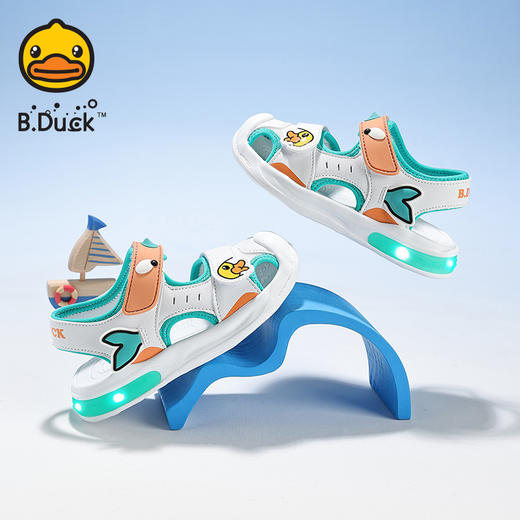 B.Duck小黄鸭童鞋夏季男女童凉鞋包头亮灯鞋22-30 B2686847 商品图2