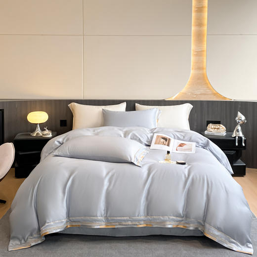 悠梦嘉居莱赛尔天丝刺绣四件套，本品选用100%莱赛尔纤维，冰凉舒滑夏季宠儿 1.5/1.8床通用 YJ-14599 商品图4