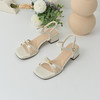 经典鲨2025年夏季新品时尚简约4.5cm甜美蝴蝶结中粗跟凉鞋女KW385-529011 商品缩略图2