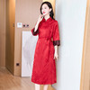KQ-221957夏款中国风重缎香云纱立领中长款复古旗袍女装改良真丝连衣裙 商品缩略图1