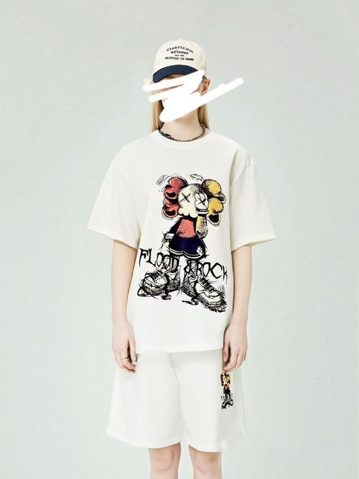 福利推荐~｛ 套装 ｝珠地网眼米色趣味卡通短袖➕短裤两件套-喜出 商品图0