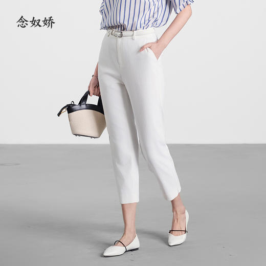 【商场同款】CNT5590 “ 夏季小白裤 ” 棉亚麻舒爽白色小脚裤 商品图1
