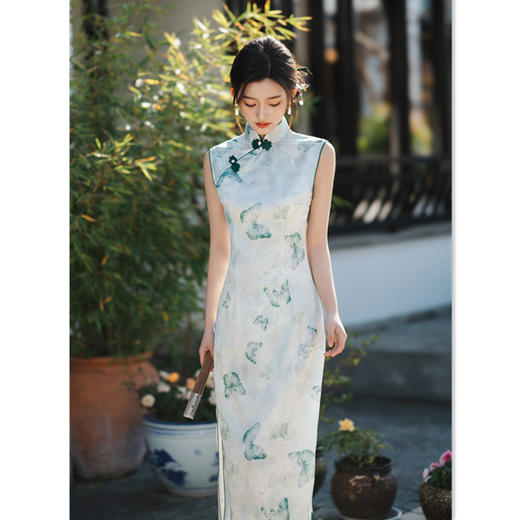 GX复古国风长款无袖新中式少女款旗袍2025春夏新款日常可穿女装旗袍 商品图2