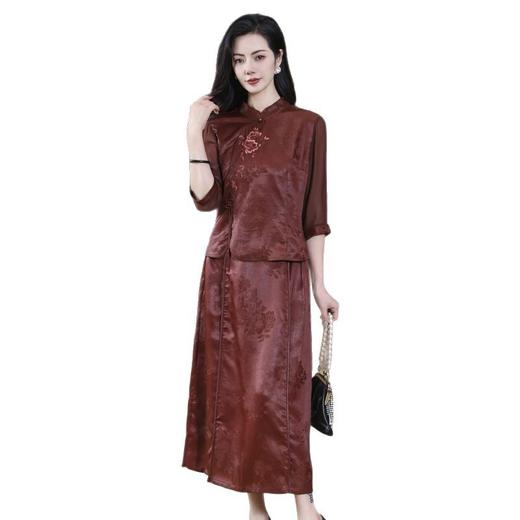 KQ-221901+221907夏季套装2025新桑蚕丝暗花刺绣香云纱上衣真丝品牌两件套 商品图4