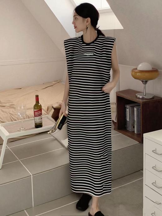 【限八一促】福利推荐~｛ 连衣裙系列 ｝品质韩国条纹无袖夏新款法式慵懒风宽松显瘦连衣裙-喜出 商品图0