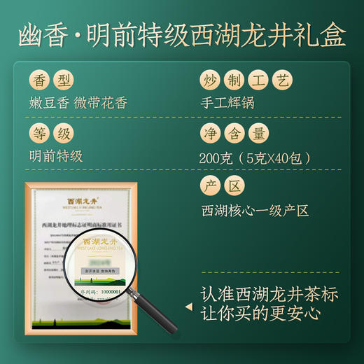 【2026新茶预售春茶幽香西湖龙井】卢正浩明前特级西湖龙井龙井茶绿茶西湖美景双瓷罐礼盒200g 商品图8