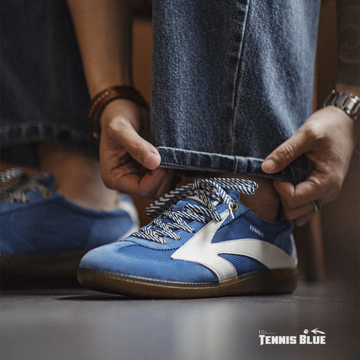 马登2025夏季新款蓝色复古德训鞋男运动阿甘鞋网面透气休闲鞋板鞋 商品图4