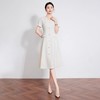 IWY/米白色夏季新款法式小香风连衣裙女高级感V领气质短袖裙子 242053Q1 商品缩略图1