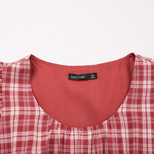 法式优雅气质复古格纹飞飞袖连衣裙女2025夏季收腰连衣裙V1050641 商品图5