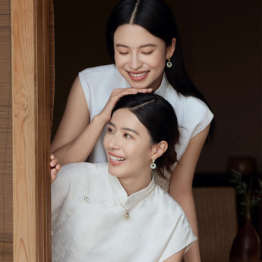 Fanci范琦×宫主【福气平安扣项链】和田玉吊坠项链女银镶嵌玉石锁骨链轻奢小众饰品生日礼物 新年礼物送妈妈送女友 商品图2