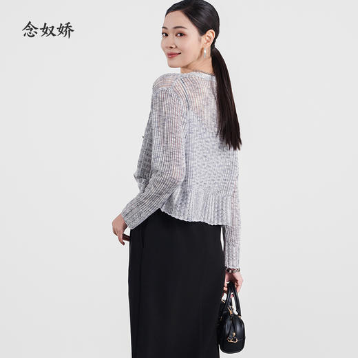 【商场同款】CNR5592 “光影镂空开衫 ” 冰川灰镂空针织衫 棉亚麻舒爽好穿 商品图4