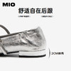 MIO米奥玛丽珍鞋一字扣带法式低跟方头银色浅口单鞋M254425213 商品缩略图4