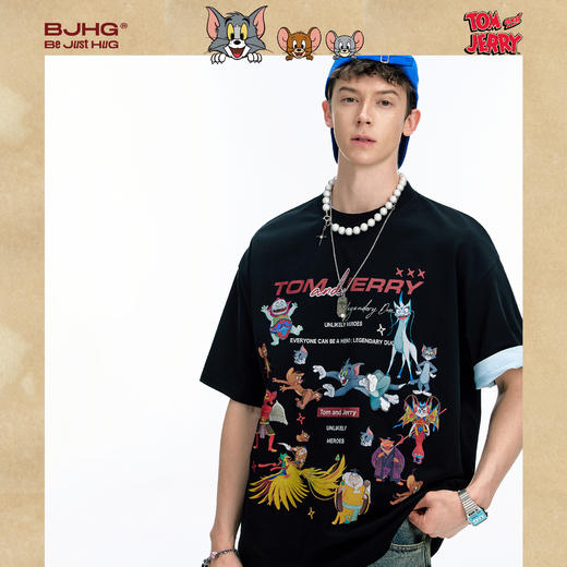 【猫和老鼠联名】 BJHG不计后果美式凉感短袖t恤男夏速干情侣半袖 商品图1