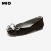 MIO米奥丝绒芭蕾鞋蝴蝶结玛丽珍平底法式浅口单鞋女M254401605 商品缩略图0