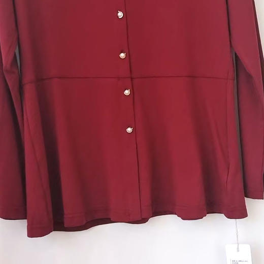 VIVIAN LIU R2447317 25春新款V领木耳边下摆A字版型长袖针织上衣 商品图3