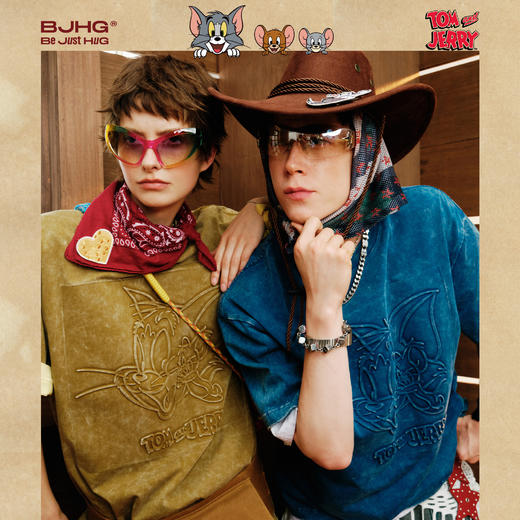 【猫和老鼠联名】 BJHG不计后果水洗短袖t恤男款夏季复古印花半袖 商品图0