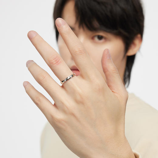 KADER卡蒂罗 爱意交织情侣对戒 S925银 开口可调节戒指 一对 男女同款情侣款 （女戒不支持刻字） 商品图4