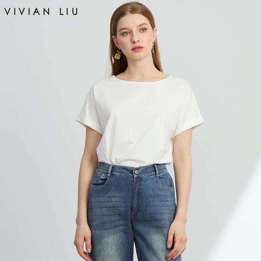 VIVIAN LIU薇薇安刘R2447311 25初秋女装新款圆领短袖宽松针织T恤 商品图0