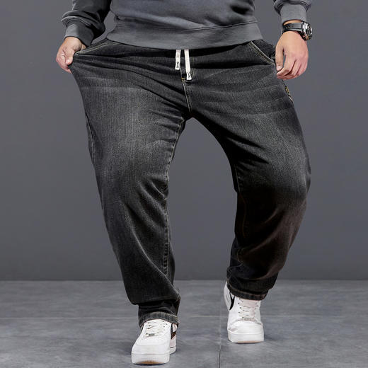 【DYG】大依优型大码男装松紧腰牛仔裤弹力直筒显瘦长裤子胖子加肥加大 商品图5