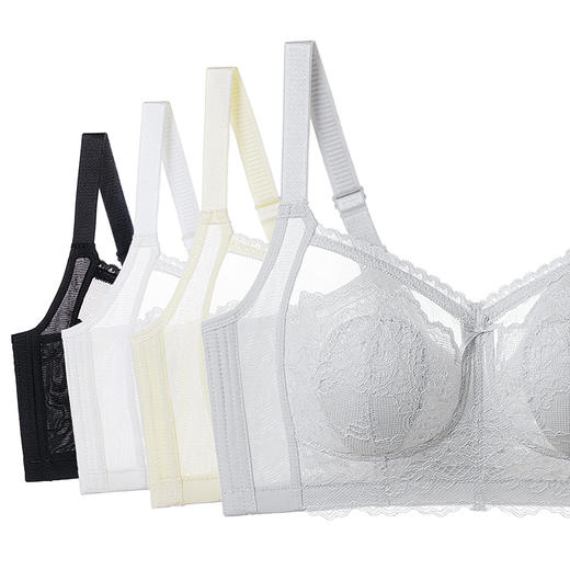 QC-W6185  大胸显小兔耳朵杯内衣收副乳聚拢调整型性感蕾丝无钢圈文胸（单件） 商品图6