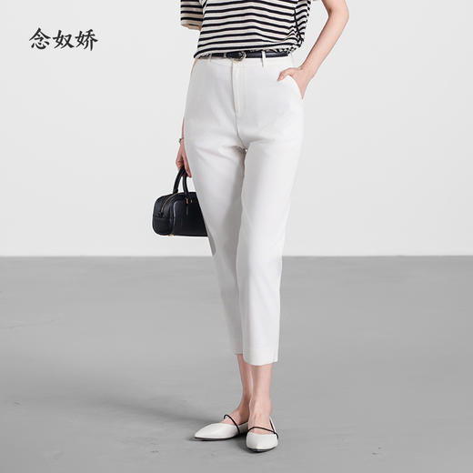 【商场同款】CNT5590 “ 夏季小白裤 ” 棉亚麻舒爽白色小脚裤 商品图0
