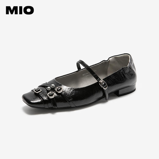 MIO米奥玛丽珍鞋一字扣带法式低跟方头银色浅口单鞋M254425213 商品图1