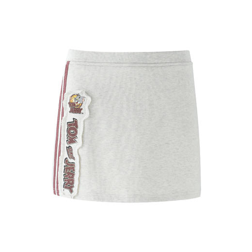 【猫和老鼠联名】BJHG不计后果复古辣妹白色短裙女织带印花半身裙 商品图4