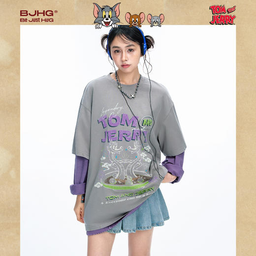 【猫和老鼠联名】 BJHG不计后果美式短袖t恤男夏复古纯棉情侣半袖 商品图3