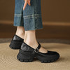 【预售5天】超舒适四季可穿羊皮版黑色厚底百搭玛丽珍女浅口圆头一字扣休闲单鞋MX&mx89726 商品缩略图0