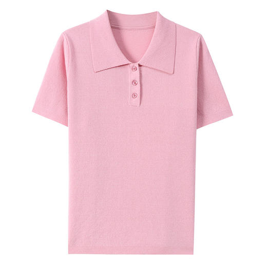 CC-101-31802时尚天丝翻领短袖t恤女2025新款夏季薄款莱赛尔显瘦减龄针织上衣 商品图4