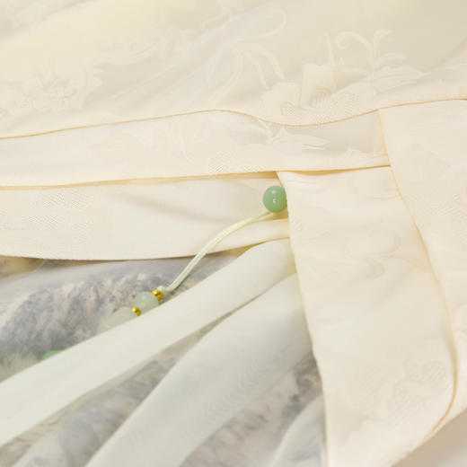 QF8G6斯尔丽2025新款改良旗袍拼接薄透朦胧水墨画流苏旗开得胜连衣裙 商品图5