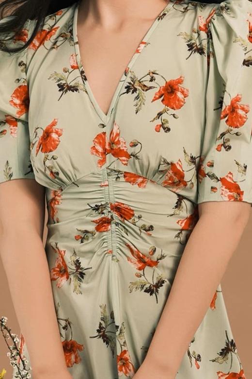 L.Fleuri 法式高级感复古印花泡泡袖连衣裙 18362 商品图4