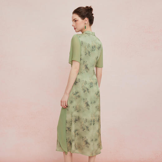 QF894斯尔丽25新款新国风改良旗袍水墨国画清雅气质精致配饰散摆连衣裙 商品图1