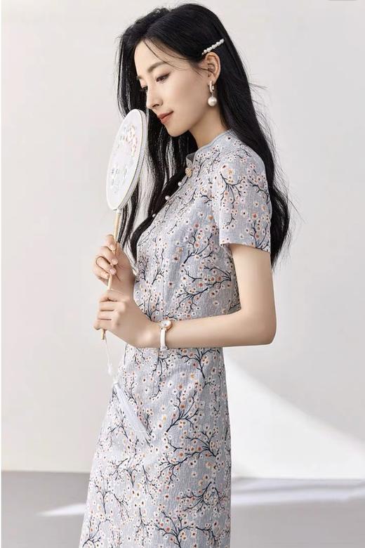 OUNIXUE/欧昵雪 气质温柔立领改良式旗袍连衣裙 18444 商品图3