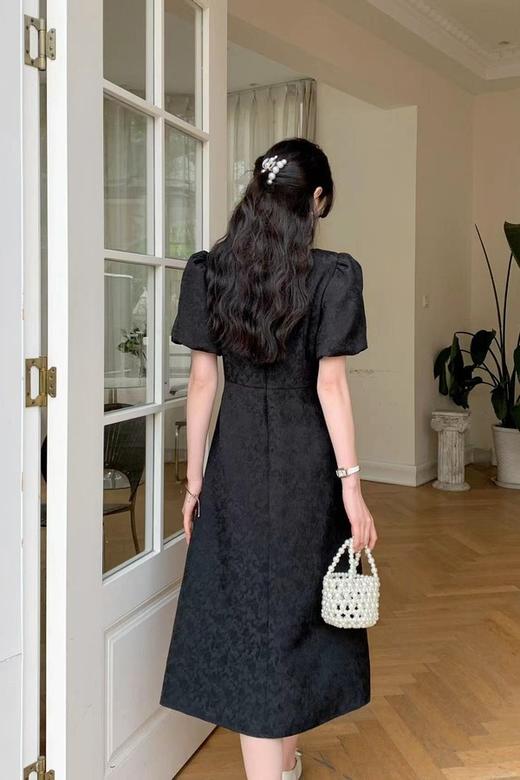 amadella 黑色不规则领提花连衣裙 18375 商品图2