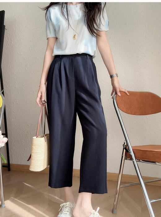 清凉解暑 抗皱亚麻裤！2025宽松直筒高腰显瘦九分休闲裤奶奶裤女夏新款！ 商品图6