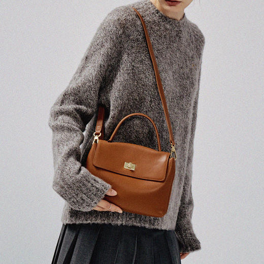 【预售3天】2025春夏新款柔软通勤包手提单肩复古简约大容量斜跨女包6130-D 商品图2