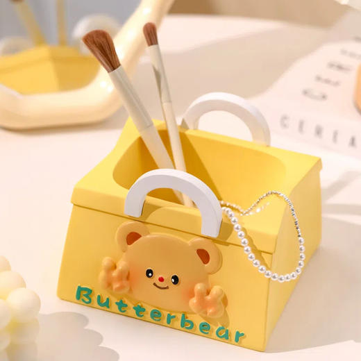 【敲可爱！黄油小熊装饰摆件系列】小熊笔筒收纳摆件学习学生教师节礼物笔筒儿童书桌装饰品。ry 商品图3