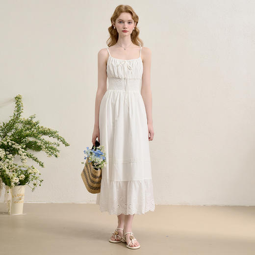 【初恋白月】花边裙摆吊带裙女夏季弹力收腰度假风连衣裙V0850334 商品图1