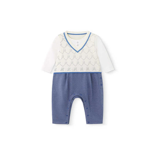 英氏婴儿衣服春夏长袖透气男童连体衣假三件爬服纯棉YRHAJ1R004A 商品图4