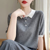 CC-XIX-194冰丝针织短袖t恤女2025新款时尚简约小翻领新款女装夏季上衣 商品缩略图0