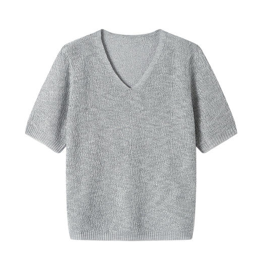 CC-SD7060   v领冰丝短袖t恤女夏季宽松配裙子港风针织衫正肩体恤上衣薄 商品图4